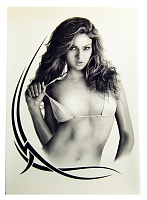 Наклейка "Девушка-тату"  двухсторонняя цвет черный 12*16см.