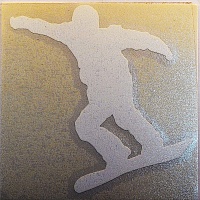 Наклейка(вырезанная) "Сноубордист" наружняя белая