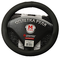 Оплетка руля искусств.кожа, плетёнка, серый   М